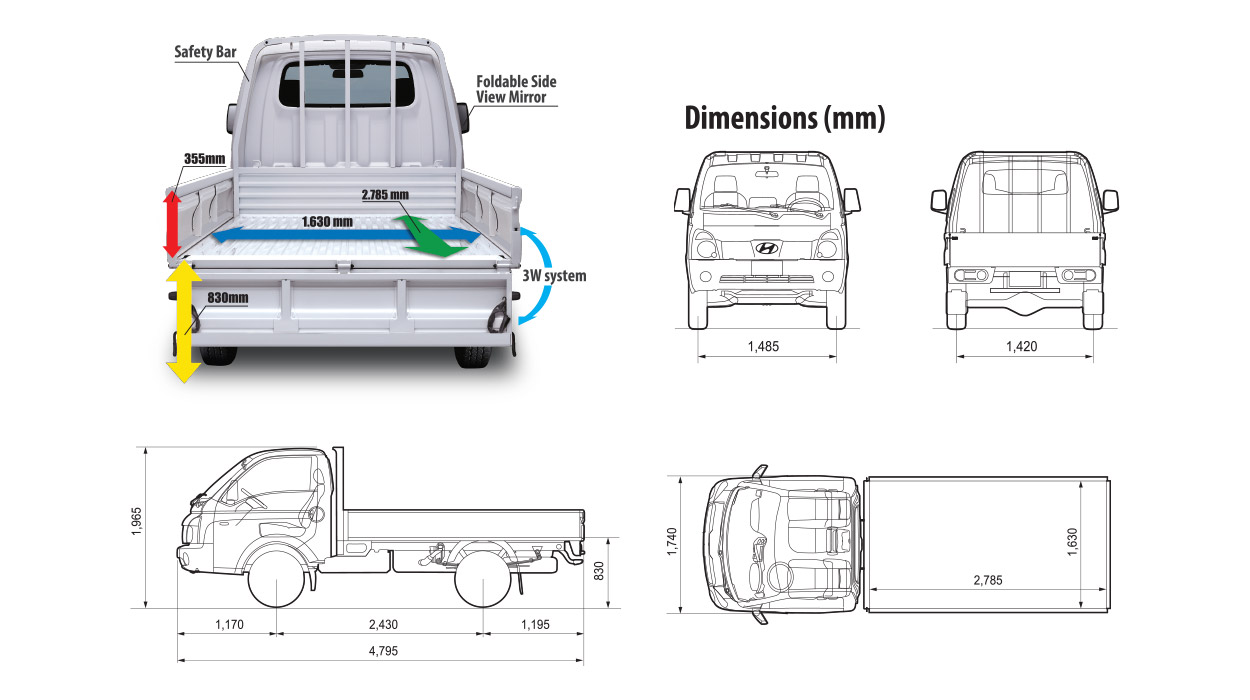 Hyundai porter размеры